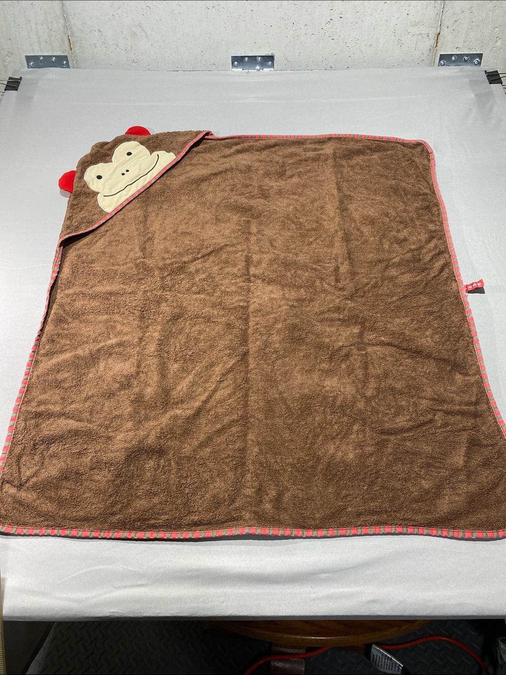 Skip Hop Brown Hooded Baby Towel with Coral Trim